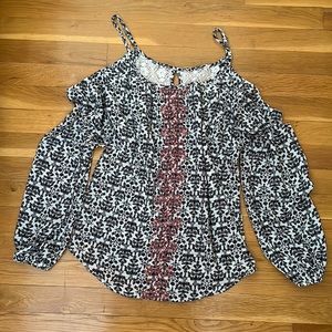 Sheer boho print top